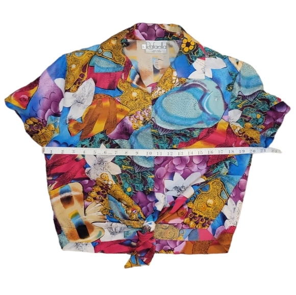 *set* Vintage Rafaella 100% silk pleated skirt with silk tie blouse Women's M/L - Picture 7 of 15